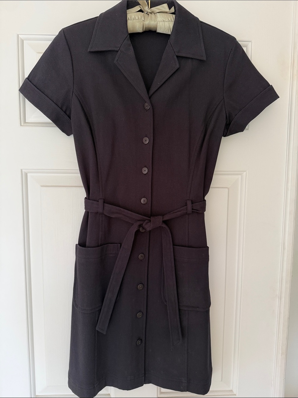 Boston Traders Black Short-Sleeve Shirt Dress with Tie Belt Size 4
